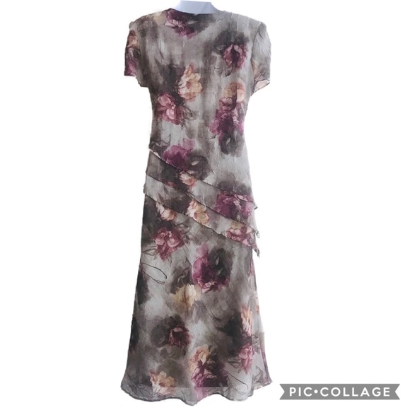 EUC S.L Fashions TIERED MAXI Green Floral Dress 6P - Picture 7 of 8